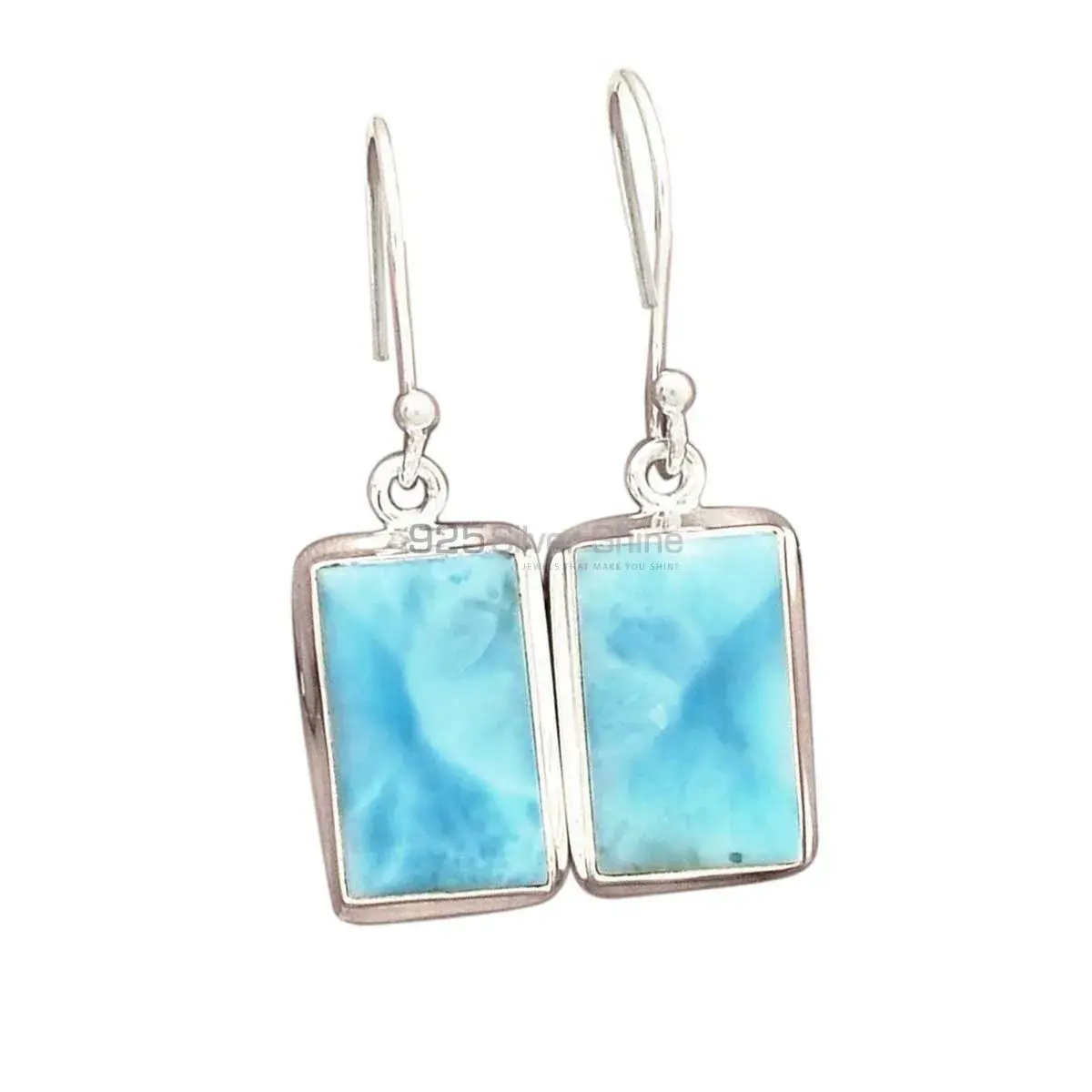 925 Sterling Silver Handmade Earrings In Larimar Gemstone Jewelry 925SE2796_0
