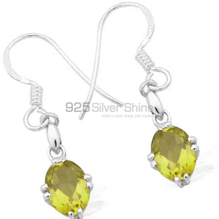 925 Sterling Silver Handmade Earrings In Lemon Quartz Gemstone Jewelry 925SE921_0