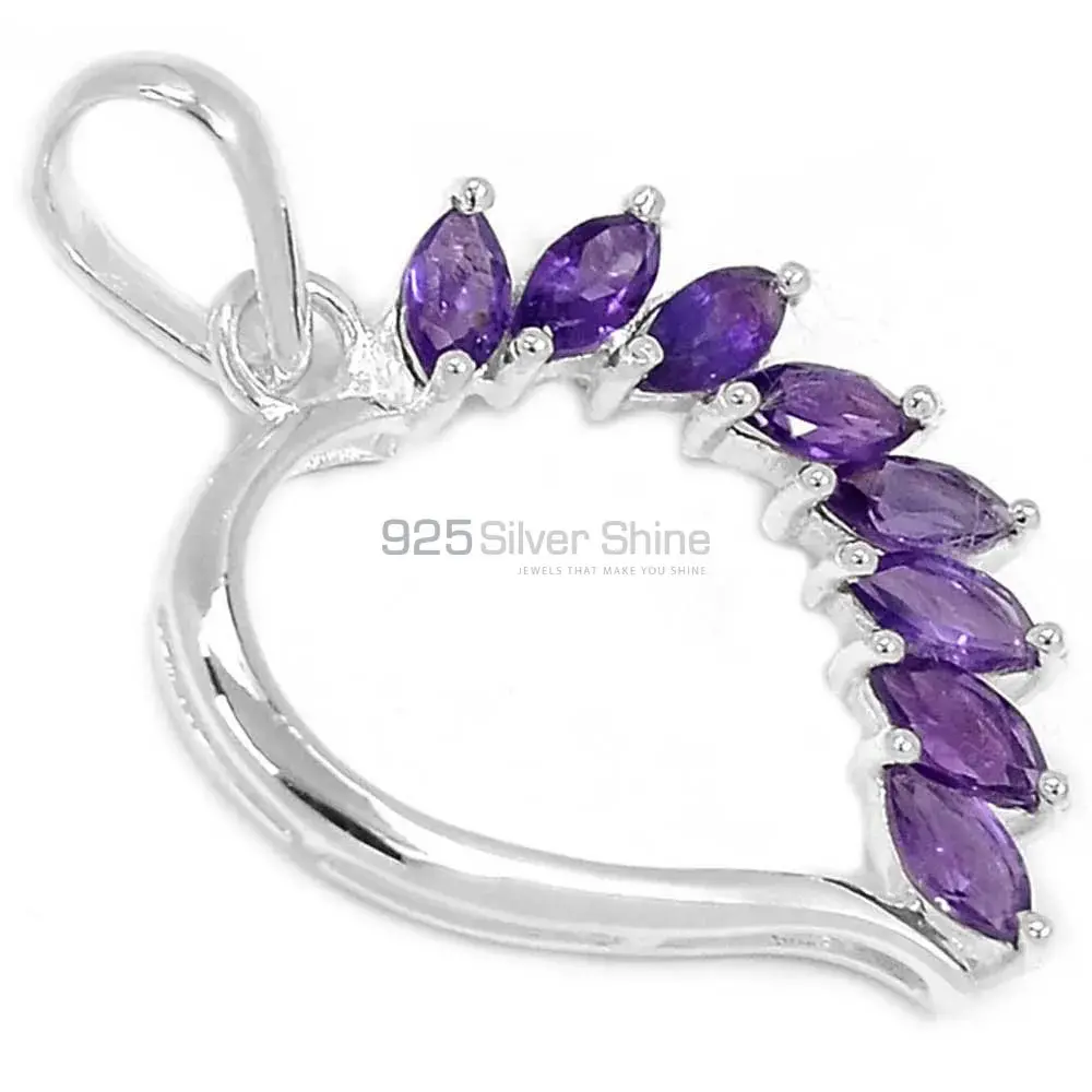 Fine Sterling Silver Pendants In Amethyst Gemstone Jewelry 925SSP304-1_0