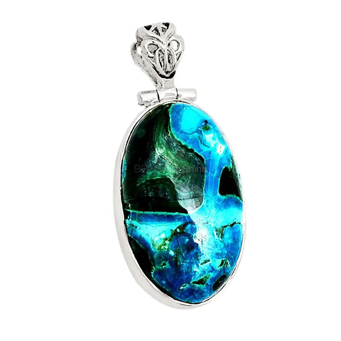 Malachite In Chrysocolla Gemstone Pendants In 925 Solid Silver Jewelry 925SP184_2