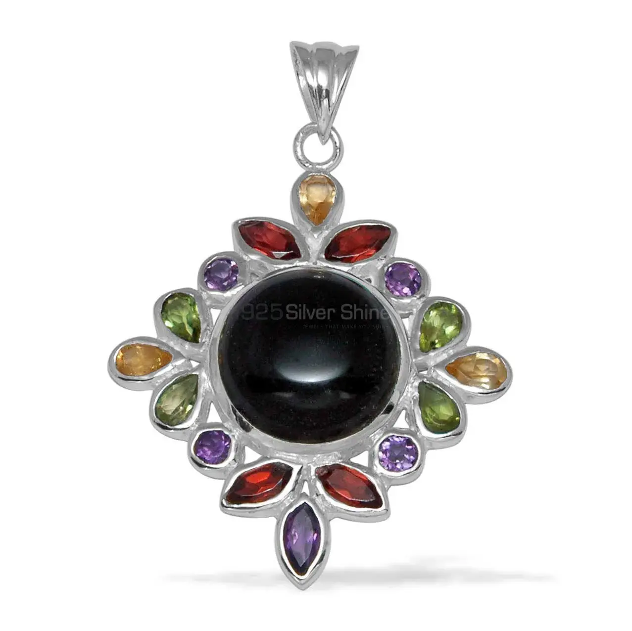 Multi Gemstone Handmade Pendants In Solid Sterling Silver Jewelry 925SP1447_0