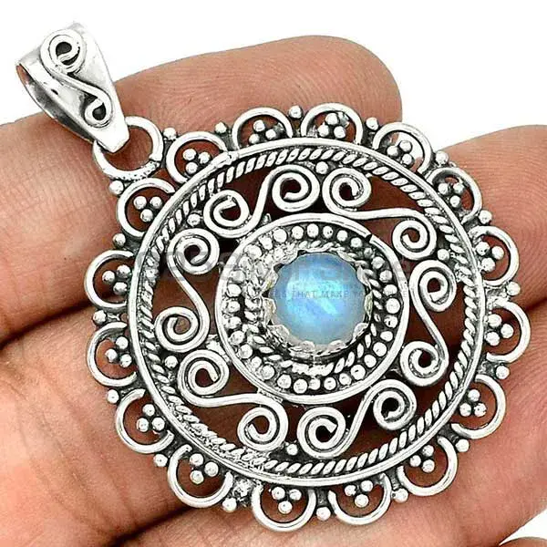 Rainbow Moonstone Pendants In 925 Fine Silver Jewelry 925SP19-1_1