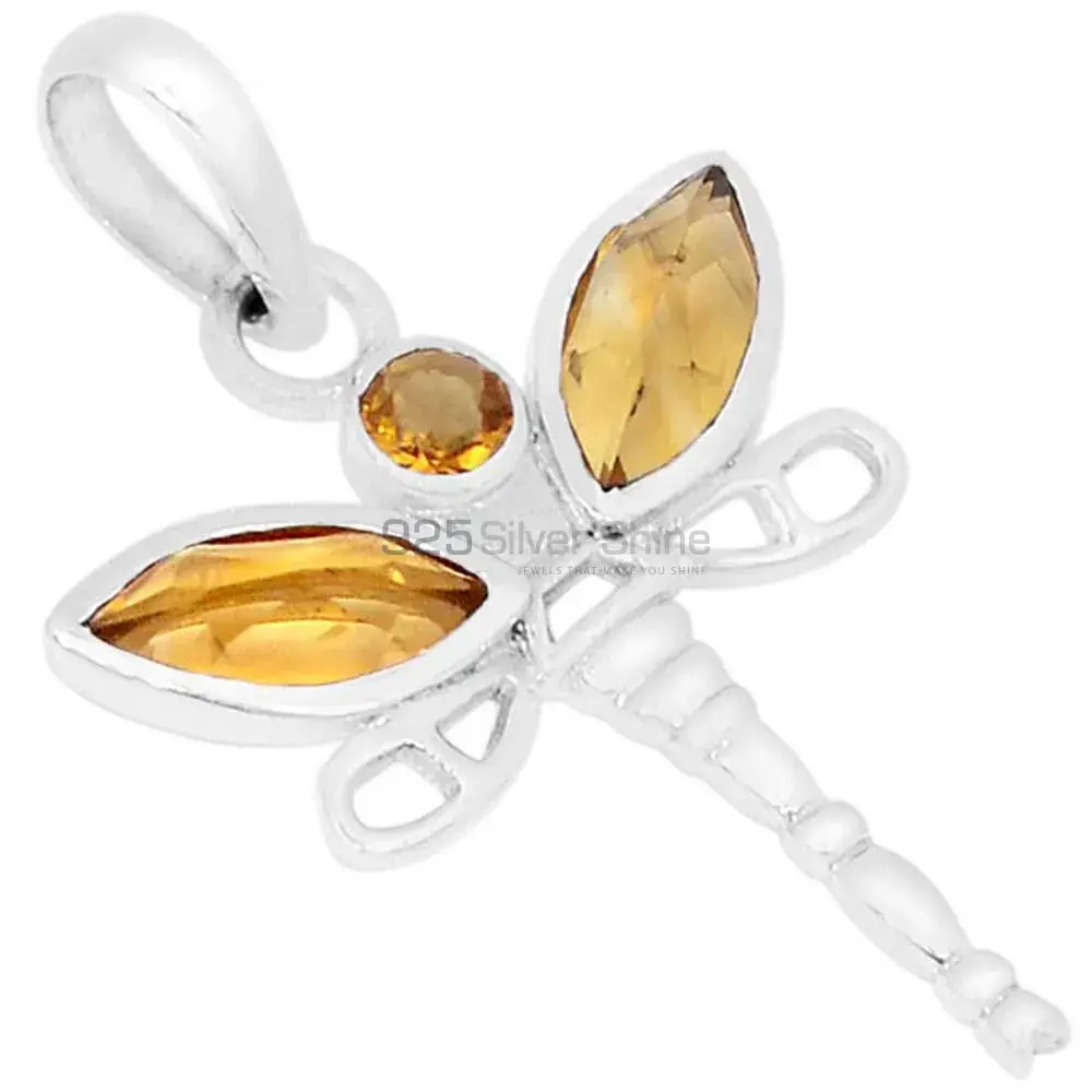 Solid Sterling Silver Handmade Pendants In Citrine Gemstone Jewelry 925SSP324-2_0