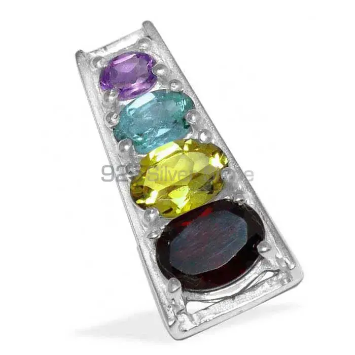 Solid Sterling Silver Handmade Pendants In Multi Gemstone Jewelry 925SP1422_1