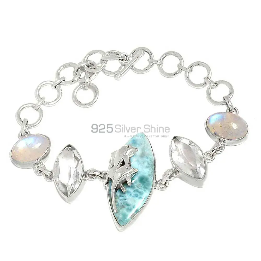 925 Fine Silver Bracelets In Larimar-Crystal-Rainbow Gemstone Jewelry 925SB302-4