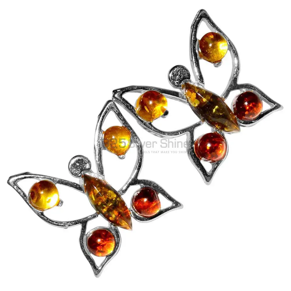 925 Sterling Silver Earrings In Amber Gemstone Jewelry 925SE2930_0