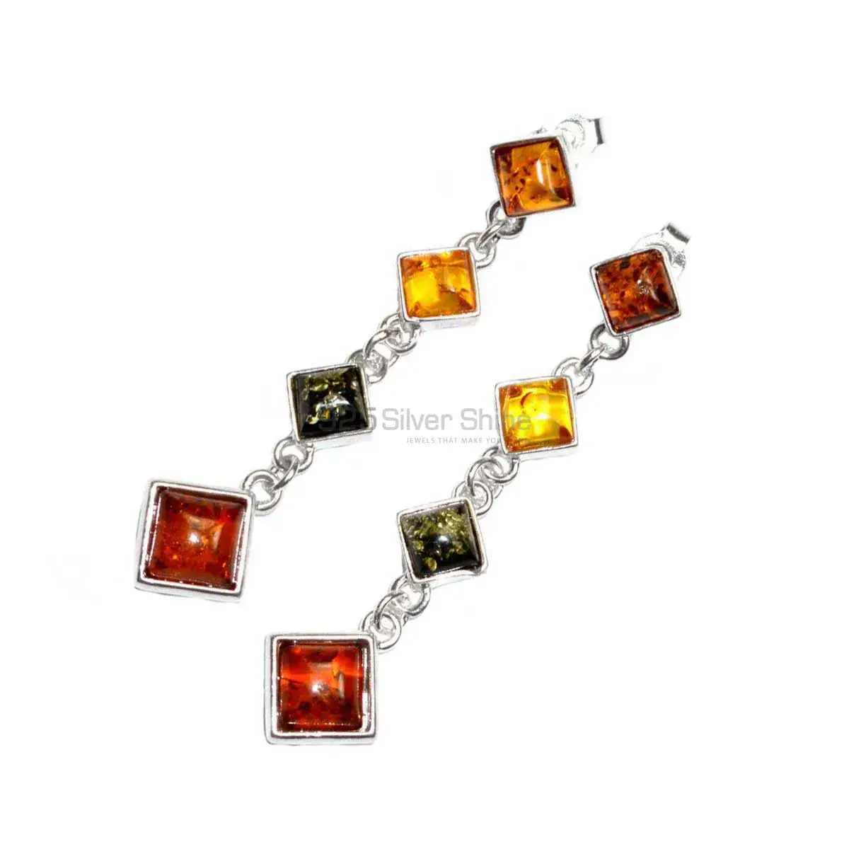 925 Sterling Silver Handmade Earrings In Amber Gemstone Jewelry 925SE2933_1