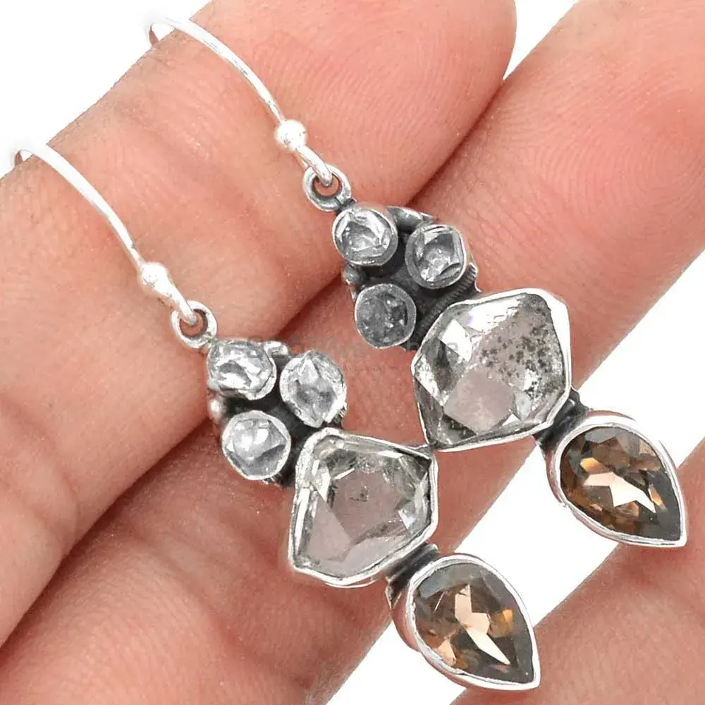 925 Sterling Silver Handmade Earrings In Multi Gemstone Jewelry 925SE2457_1