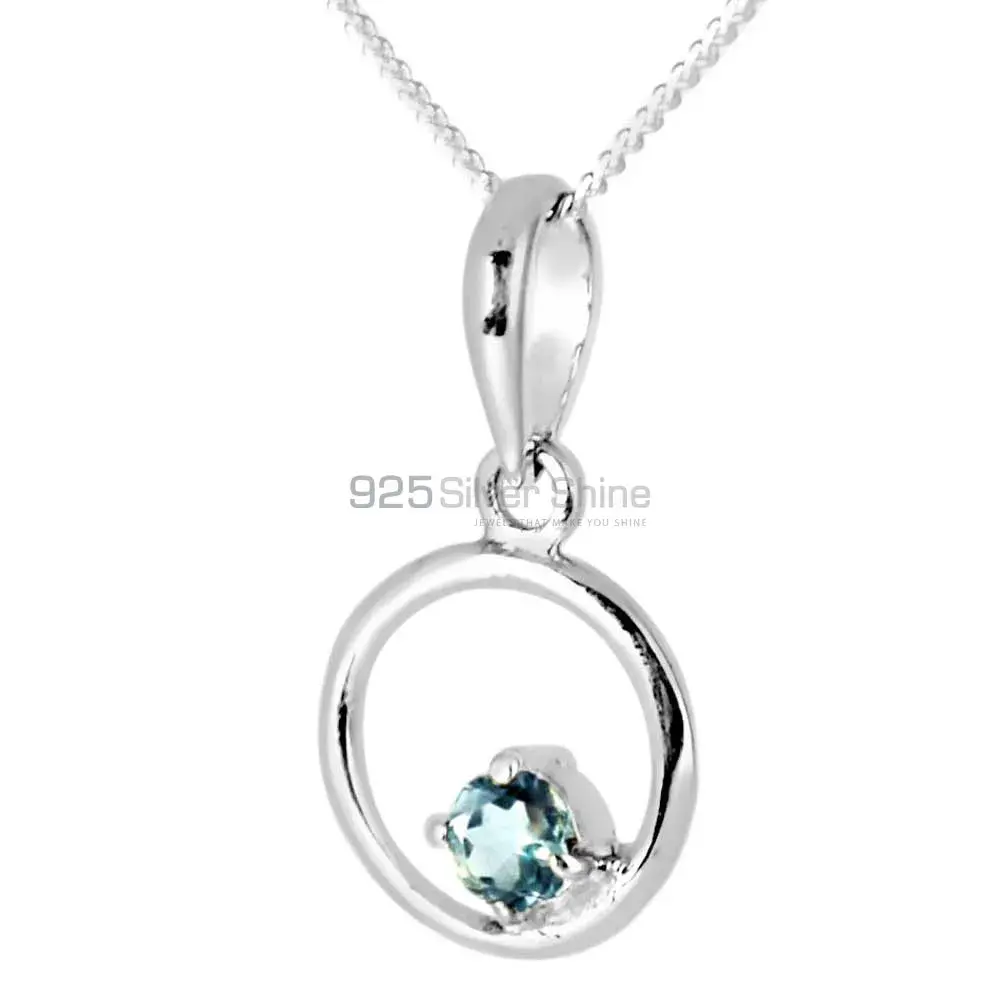925 Sterling Silver Handmade Pendants In Blue Topaz Gemstone Jewelry 925SP247-1_0