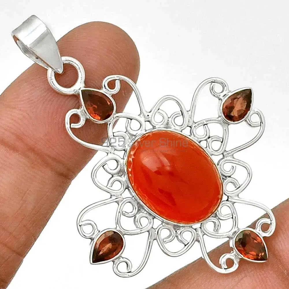 925 Sterling Silver Handmade Pendants In Multi Gemstone Jewelry 925SP097-1_1