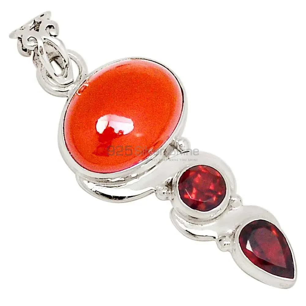 925 Sterling Silver Handmade Pendants In Multi Gemstone Jewelry 925SP108-2_0