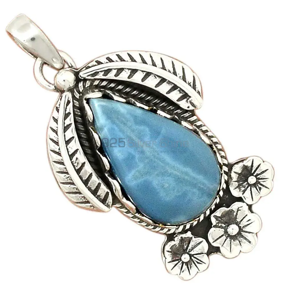 Blue Lace Agate Gemstone Pendants In 925 Fine Silver Jewelry 925SP54-3_0