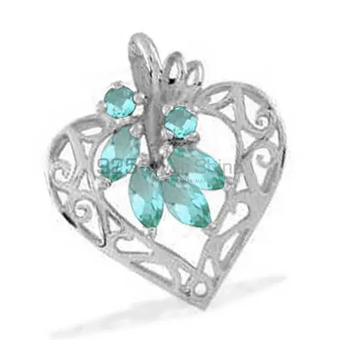 Blue Topaz Gemstone Handmade Pendants In 925 Sterling Silver Jewelry 925SP1651_0
