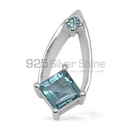 Fine Sterling Silver Pendants In Blue Topaz Gemstone Jewelry 925SP1438