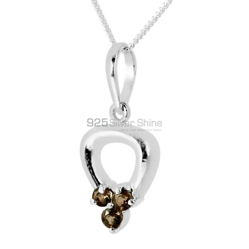 Fine Sterling Silver Pendants In Smokey Gemstone Jewelry 925SP248-7_0
