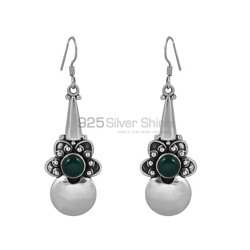 Green Onyx Gemstone Earring In Sterling Silver Jewelry 925SE40_1