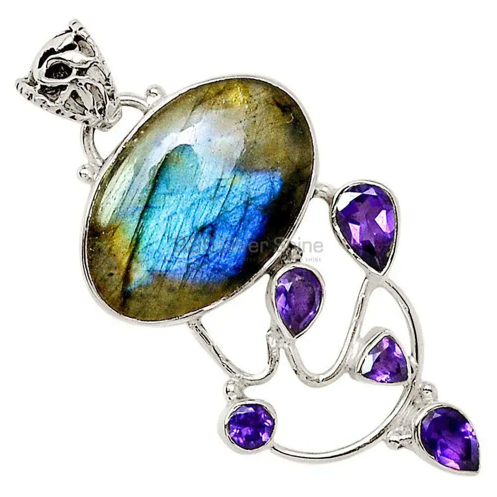 Multi Gemstone Handmade Pendants In Solid Sterling Silver Jewelry 925SP29-3_0
