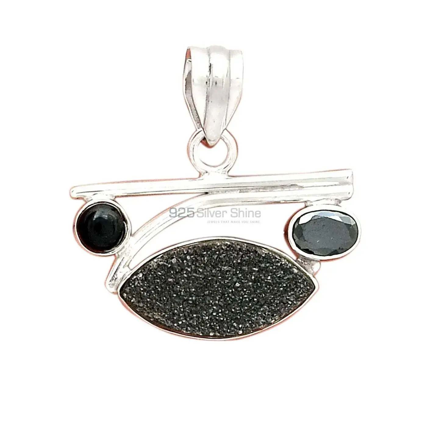 Multi Gemstone Pendants In 925 Fine Silver Jewelry 925SP14-2_2