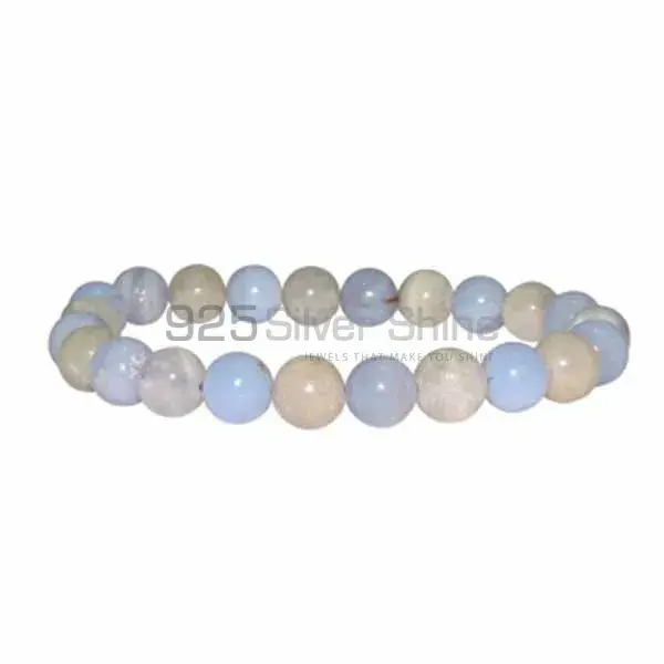 Natural Blue Lace Agate Gemstone Beads Bracelets 925BB142_0