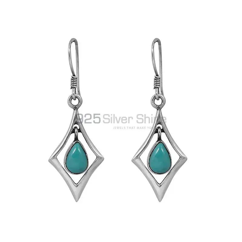 Natural Turquoise Gemstone Earring In Solid Silver Jewelry 925SE38_1