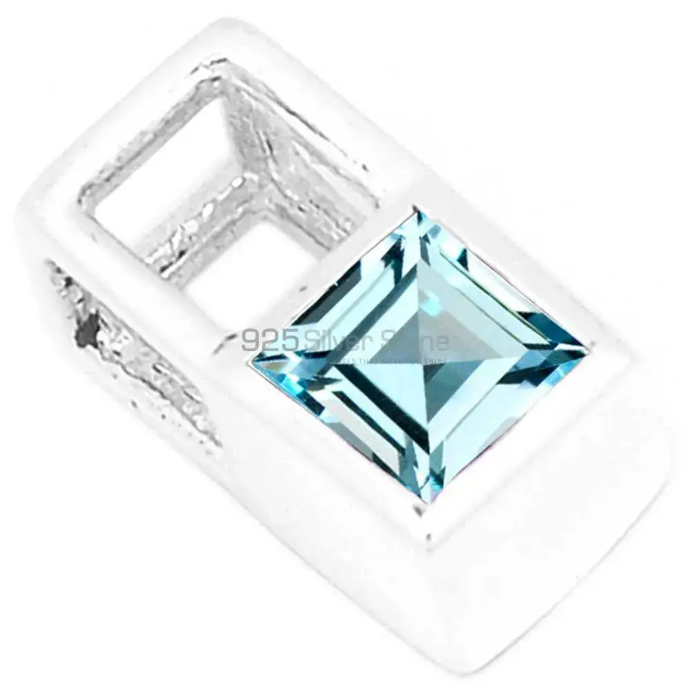 Solid Sterling Silver Handmade Pendants In Blue Topaz Gemstone Jewelry 925SP263-3_1
