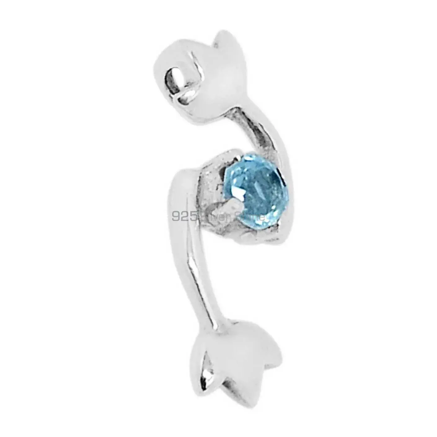 Solid Sterling Silver Handmade Pendants In Blue Topaz Gemstone Jewelry 925SSP326-2_0