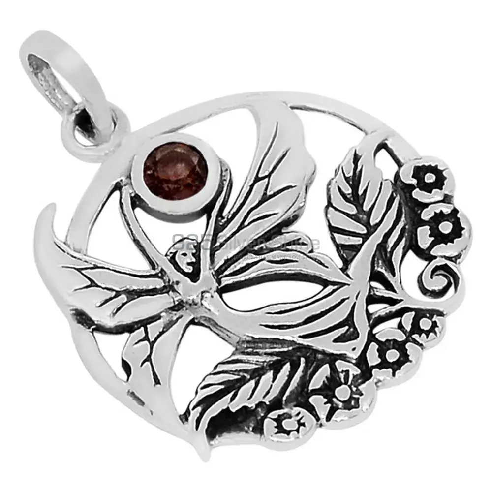 Solid Sterling Silver Handmade Pendants In Smokey Gemstone Jewelry 925SSP343-3