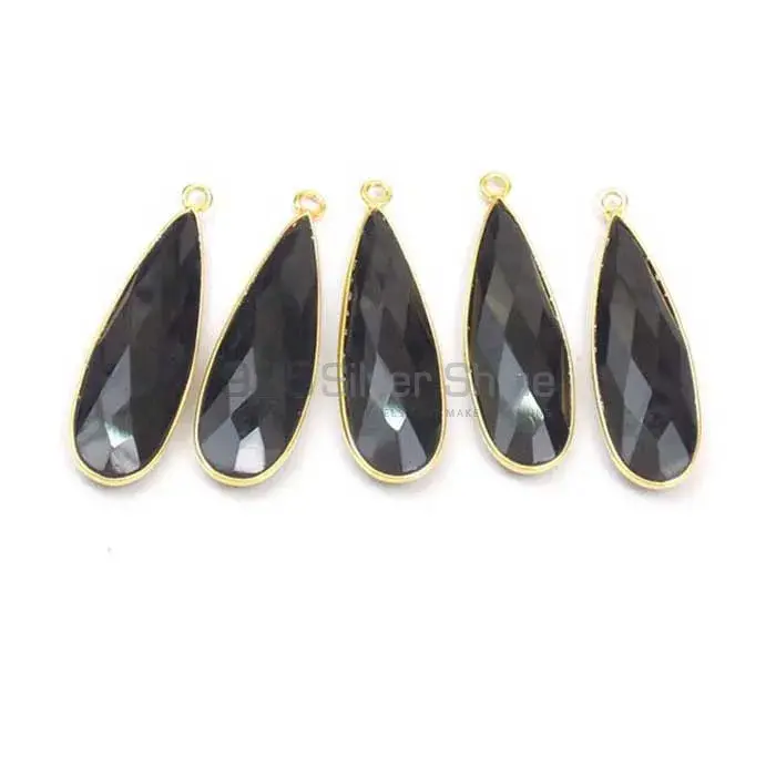 Black Onyx Pear Gemstone Single Bail Bezel Sterling Silver Gold Vermeil Connector 925GC141_3