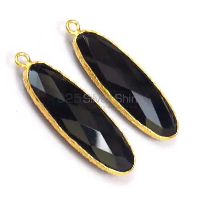 Black Onyx Pear Gemstone Single Bail Bezel Sterling Silver Gold Vermeil Connector 925GC170-1_2