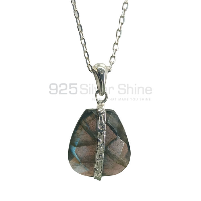 Blue Fire Bezel Labradorite Pendant In Sterling Silver 925NSP01_0