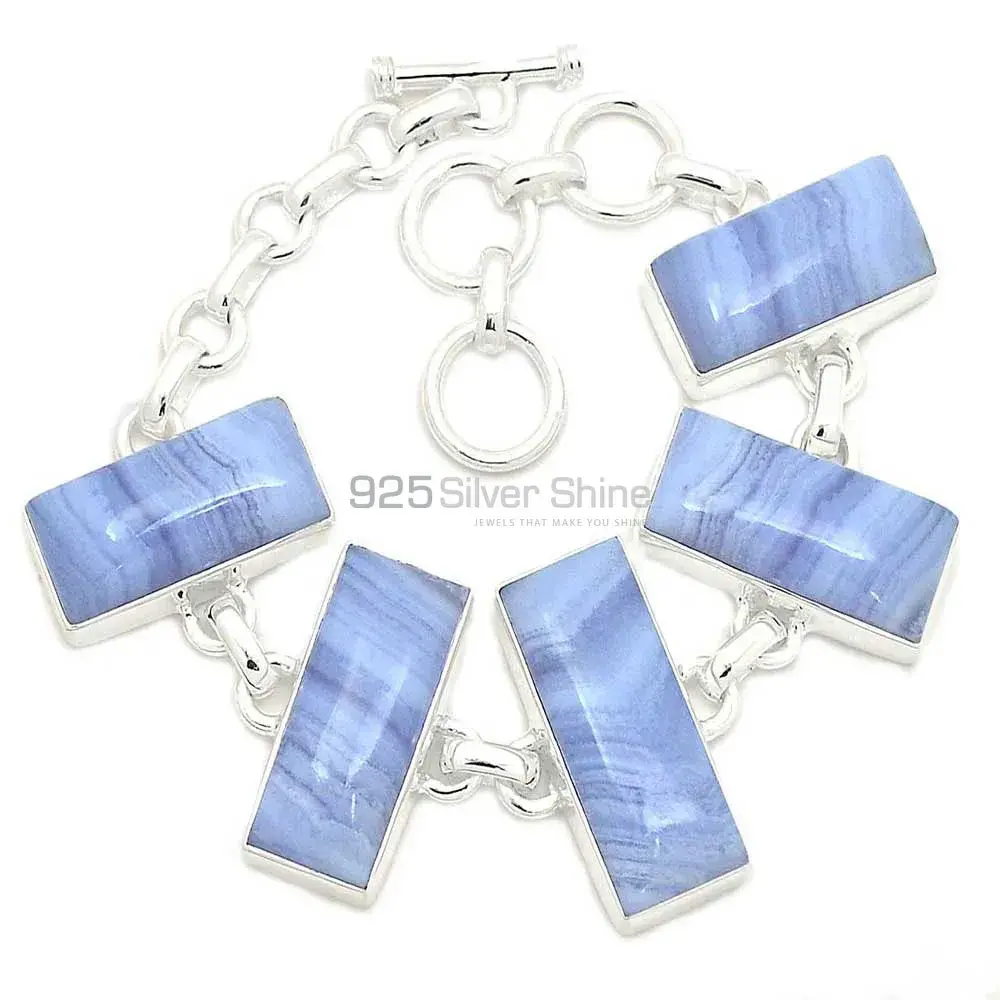 Blue Lace Agate Gemstone Bracelets In 925 Fine Silver Jewelry 925SB307-1_2