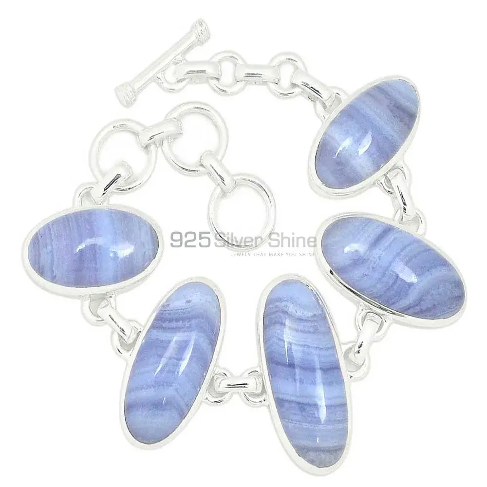 Blue Lace Agate Gemstone Bracelets In 925 Fine Silver Jewelry 925SB307-1_4