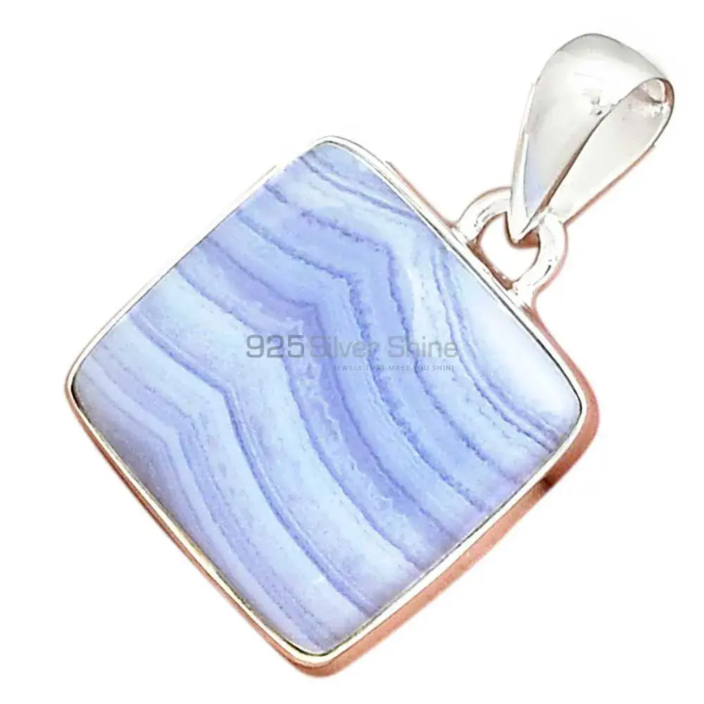 Blue Lace Agate Gemstone Handmade Pendants In 925 Sterling Silver Jewelry 925SP166_1