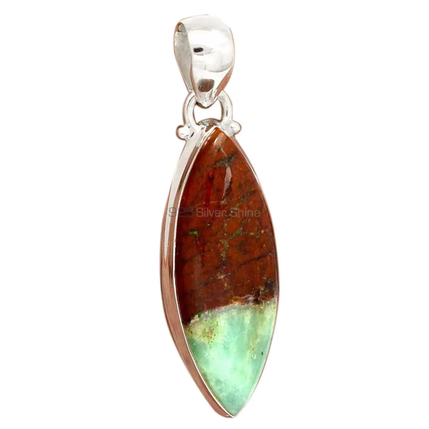 Boulder Chrysoprase Gemstone Pendants In Fine Sterling Silver Jewelry 925SP168_18