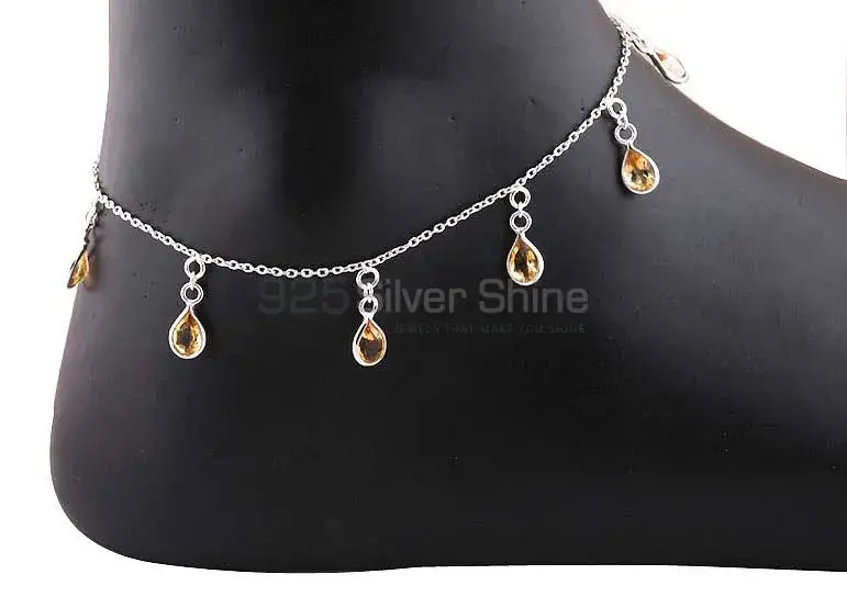 Citrine Cut Stone Anklet In 925 Sterling Silver Jewelry 925ANK144