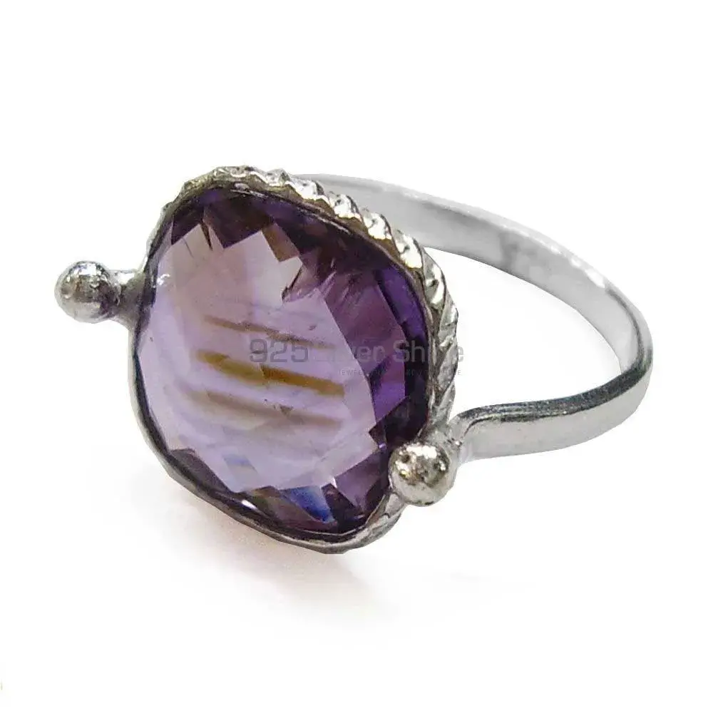 Cushion Shape Amethyst Silver Rings 925SR2363_0