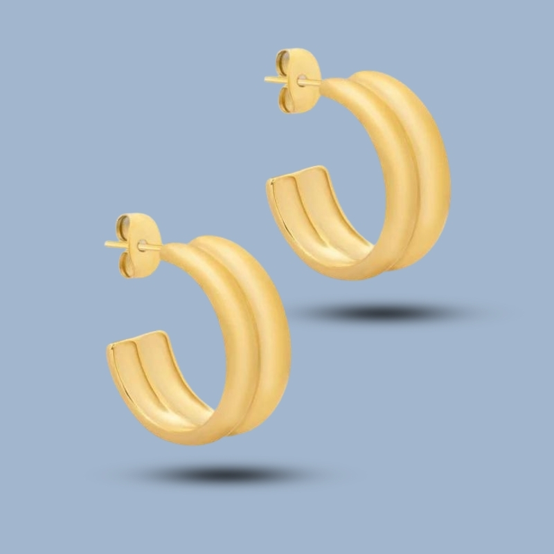 925 Sterling Silver Double Hoop Huggie Earrings 925She322