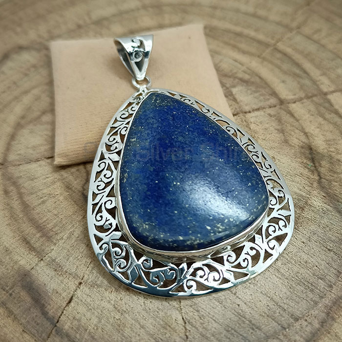 Pear Shape Lapis Lazuli Gemstone Pendant In 925 Silver 925NSP14