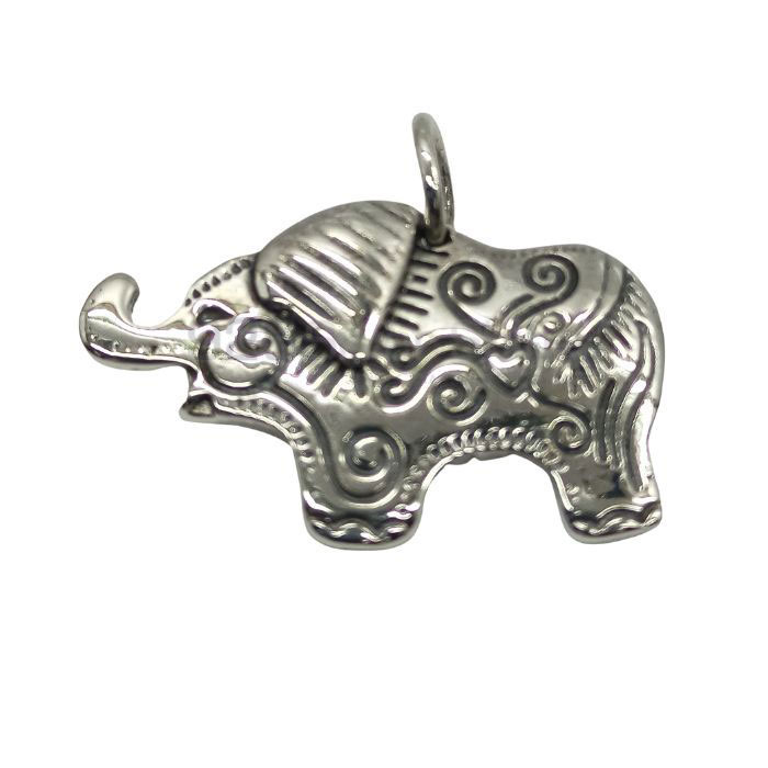 Elephant Charm Pendant In Sterling Silver 925NSP05_1