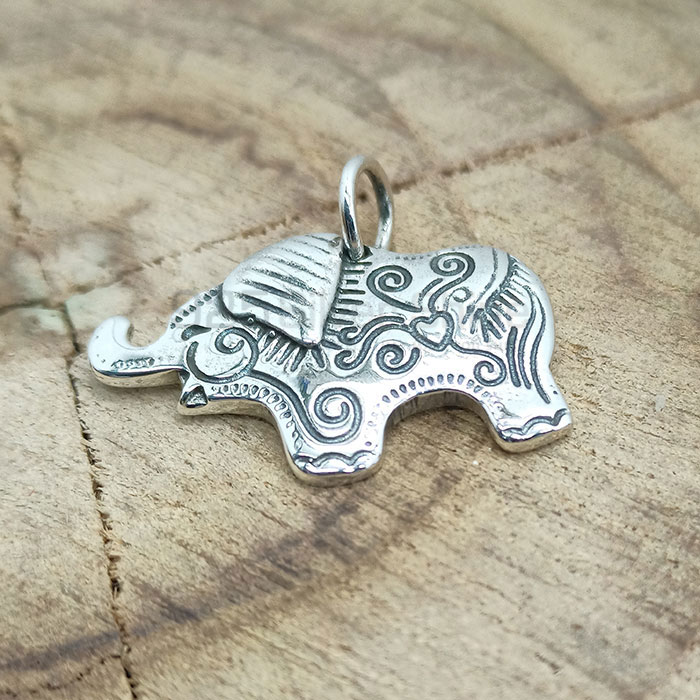 Elephant Charm Pendant In Sterling Silver 925NSP05_2