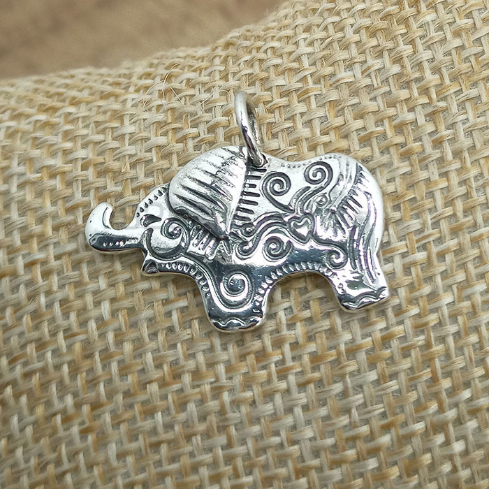Elephant Charm Pendant In Sterling Silver 925NSP05