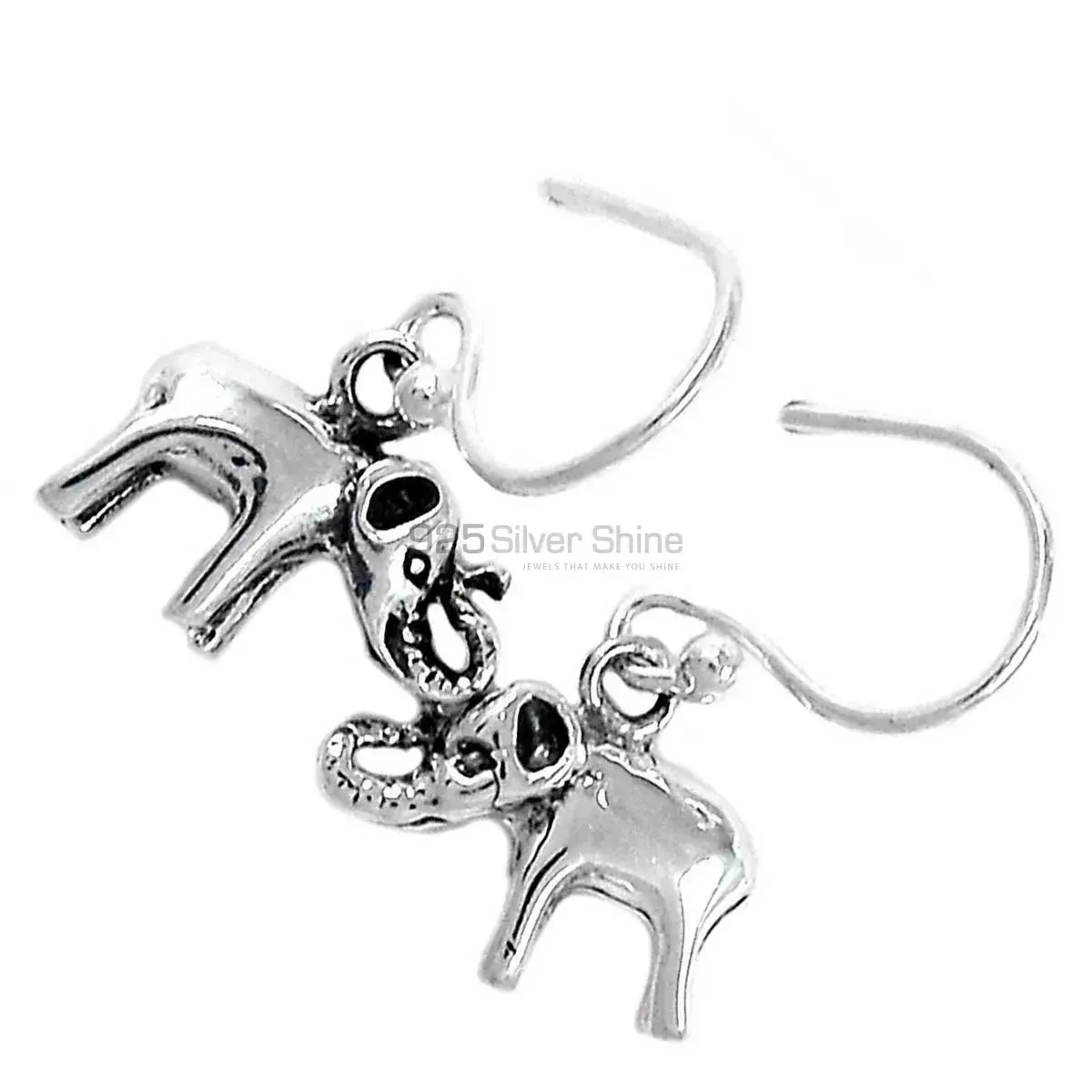 Elephant Design Earrings In Solid 925 Silver 925SE2897_4