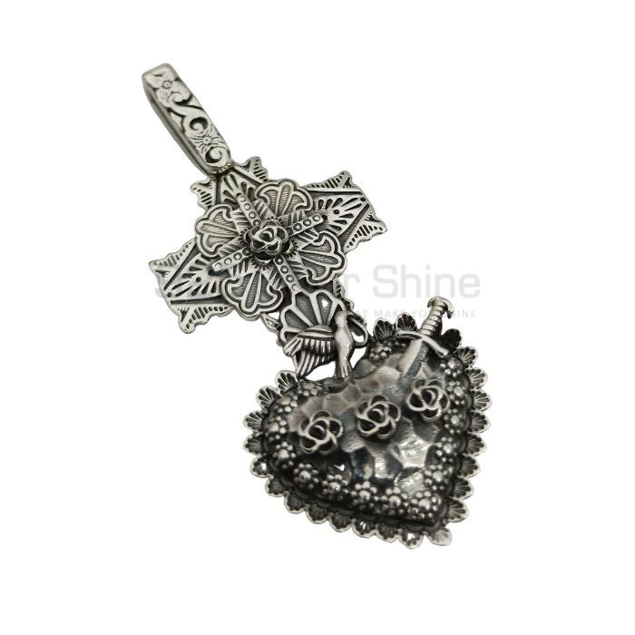 Ethnic Vintage Oxidised Handmade Pendant In Sterling Silver 925NSP31_0