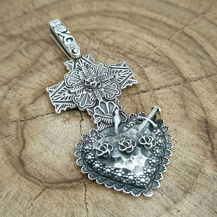 Ethnic Vintage Oxidised Handmade Pendant In Sterling Silver 925NSP31