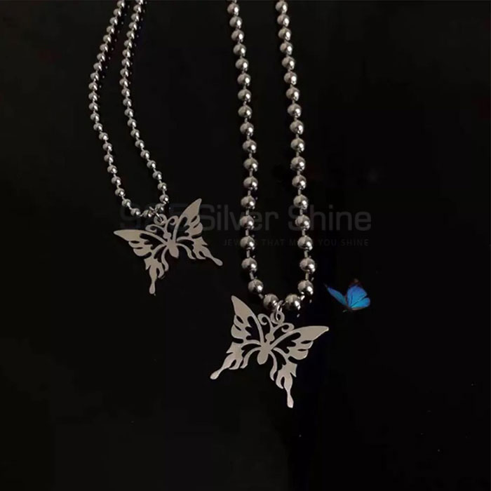 Filigree Butterfly Necklace, Animal Minimalist Necklace In 925 Sterling Silver AMN127_2