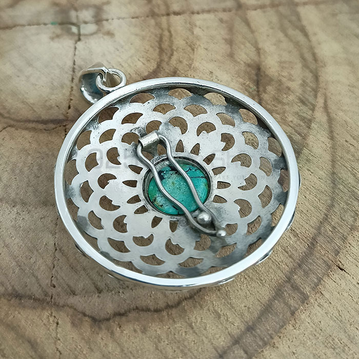 Filigree Design Hand Made Turquoise Gemstone Pendant In 925 Silver 925NSP27_2