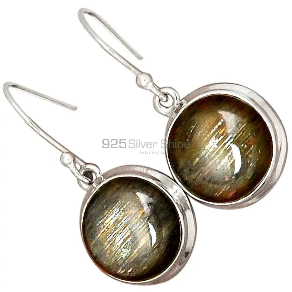 Fine 925 Sterling Silver Earrings In Semi Precious Silver Sheen Gemstone 925SE2813_1