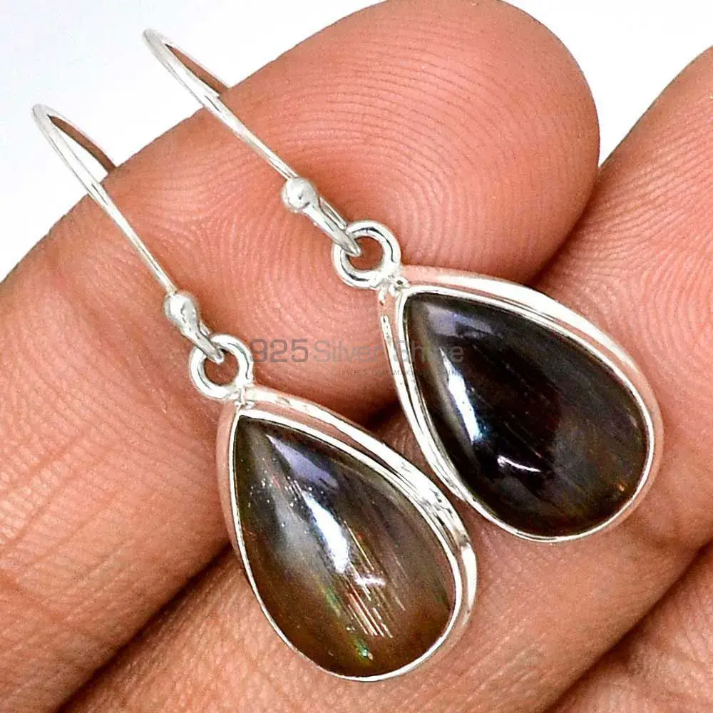 Fine 925 Sterling Silver Earrings In Semi Precious Silver Sheen Gemstone 925SE2813_4