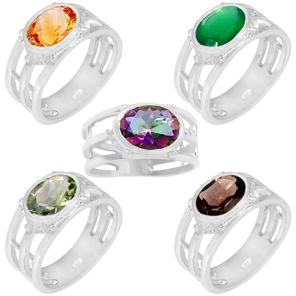 Fine 925 Sterling Silver Rings In Genuine Green Amethyst Gemstone 925SR922_2