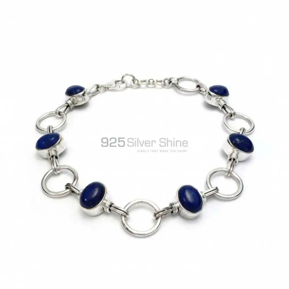 Fine Sterling Silver Bracelets In Lapis Gemstone Jewelry 925SB251